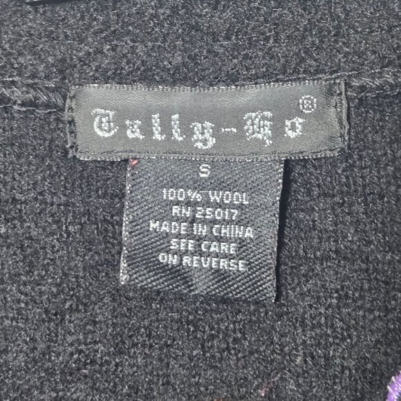 VTG 90s Tally-ho 100% Wool Floral Embroidered Zip Cardigan Jacket S Fall Artsy - Picture 5 of 9